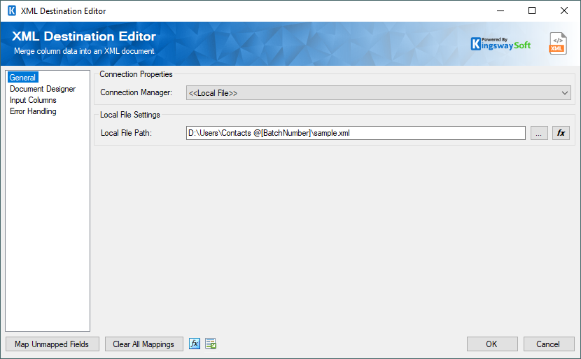 SSIS XML Destination - Local File